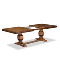 9-Piece Acacia Wood Dining Set with Removable Leaf Table and 8 Dark Grey PU Leather Chairs S12635