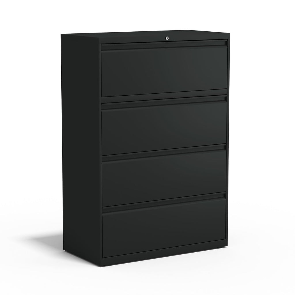 4 Drawer Black Lateral File Cabinet V7552