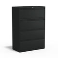 4 Drawer Black Lateral File Cabinet V7552