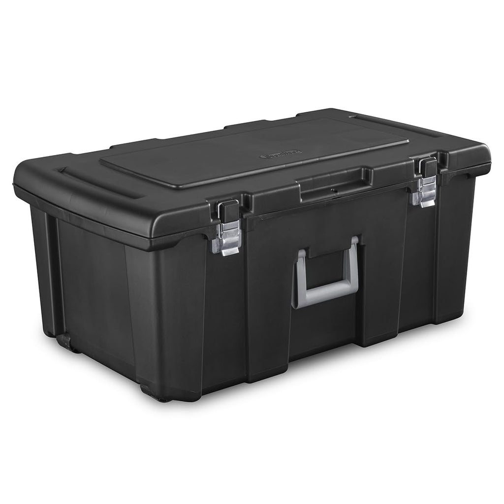 23 Gallon Lockable Storage Tote with Wheels Black A5057