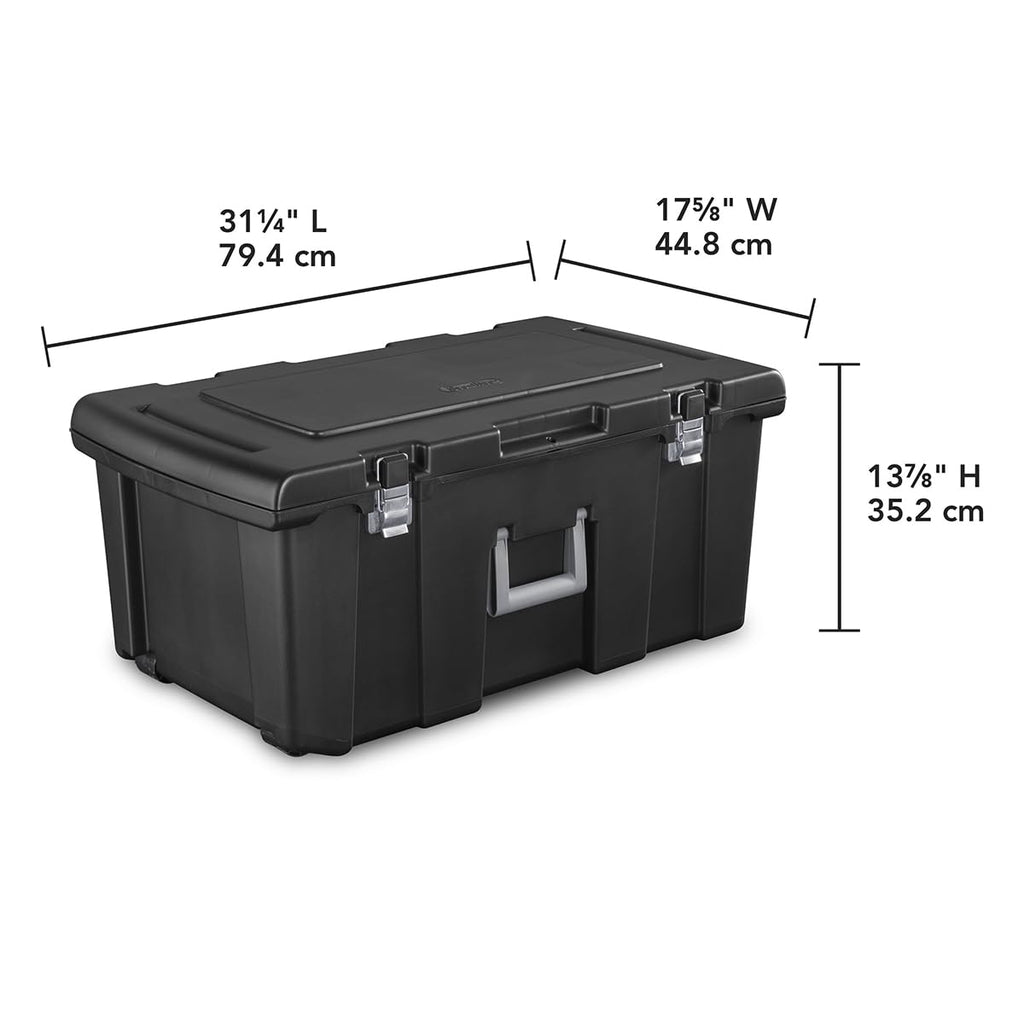 23 Gallon Lockable Storage Tote with Wheels Black A5057