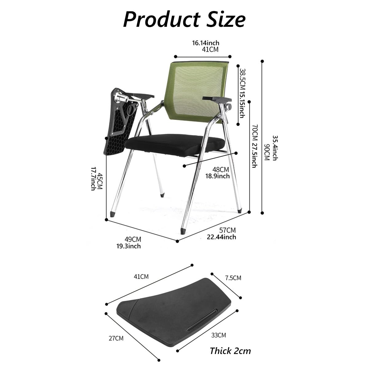Orange Mesh Folding Stackable Chair with Writing Board T585616