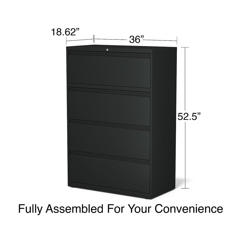 4 Drawer Black Lateral File Cabinet V7552