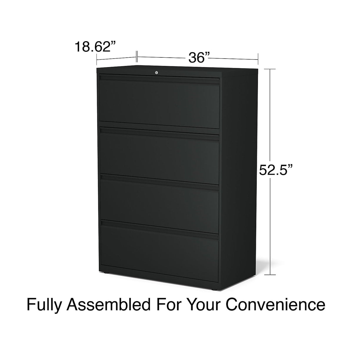 4 Drawer Black Lateral File Cabinet V7552