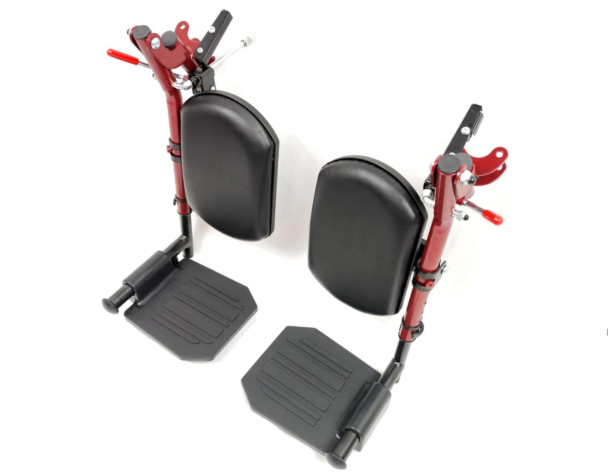 Red Wheelchair Elevating Leg Rests with Calf Pad L2112