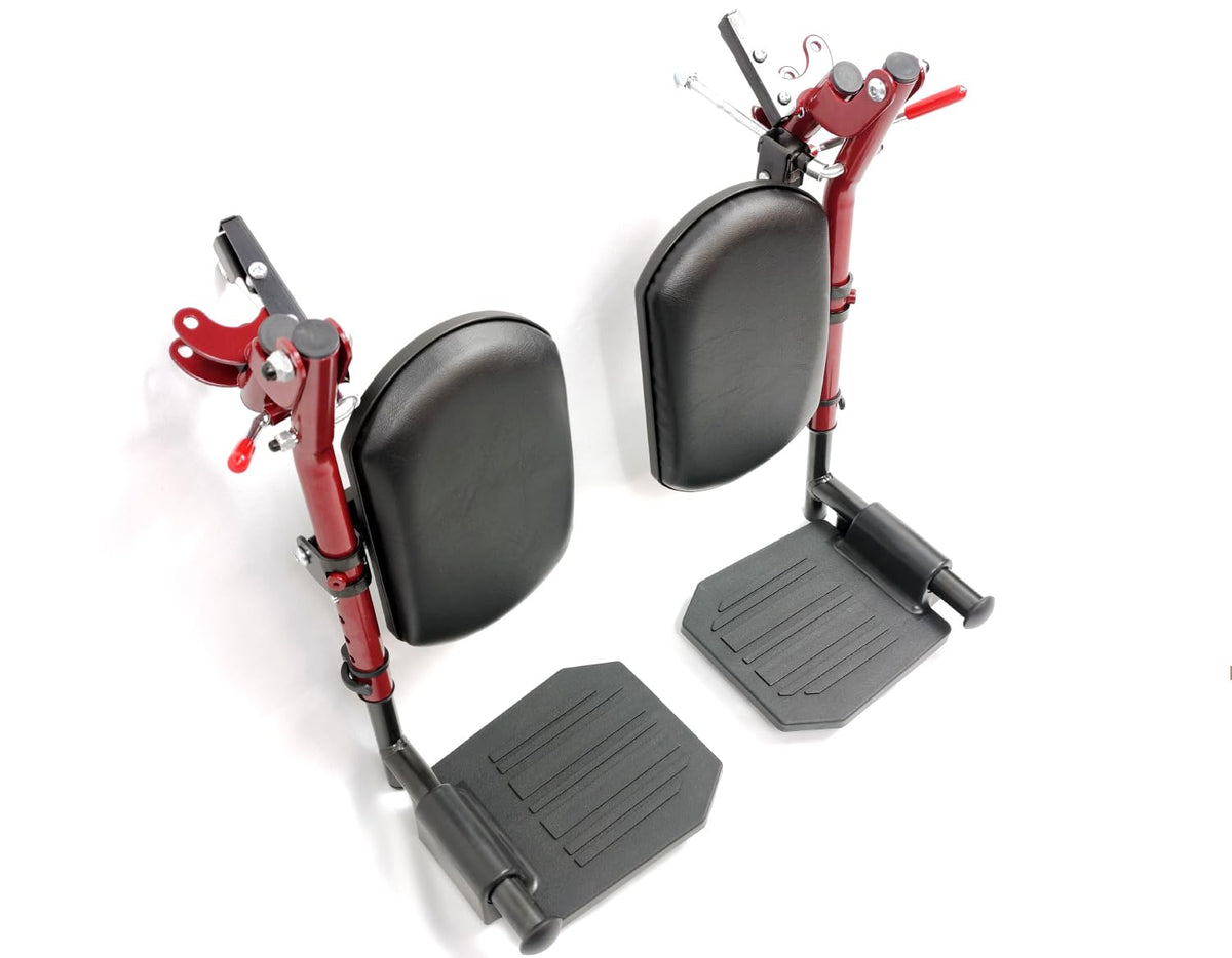 Red Wheelchair Elevating Leg Rests with Calf Pad L2112