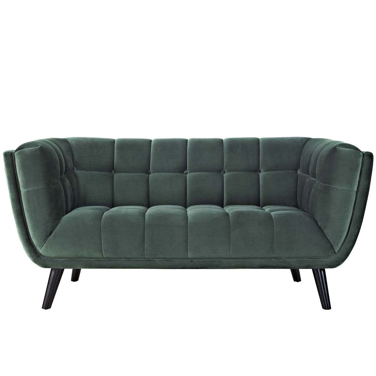 Green Velvet Button-Tufted Loveseat H6841