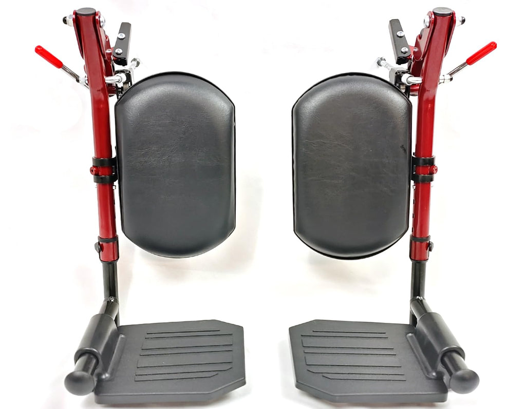 Red Wheelchair Elevating Leg Rests with Calf Pad L2112