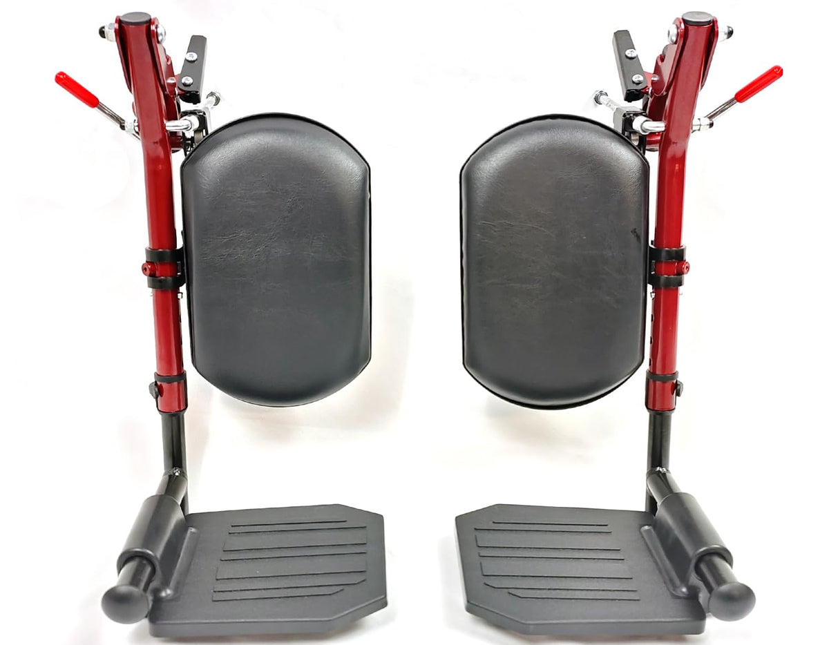 Red Wheelchair Elevating Leg Rests with Calf Pad L2112