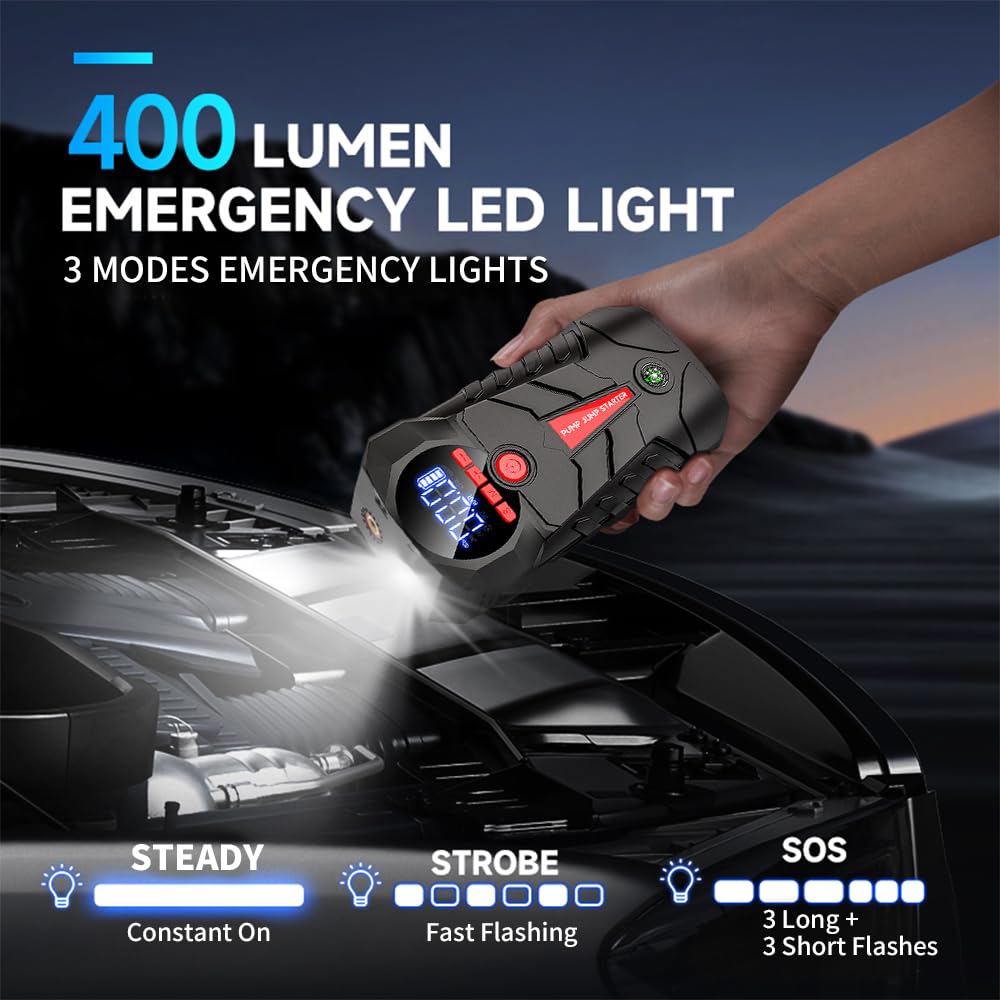 4-in-1 Car Battery Jump Starter with 150PSI Tire Inflator S446