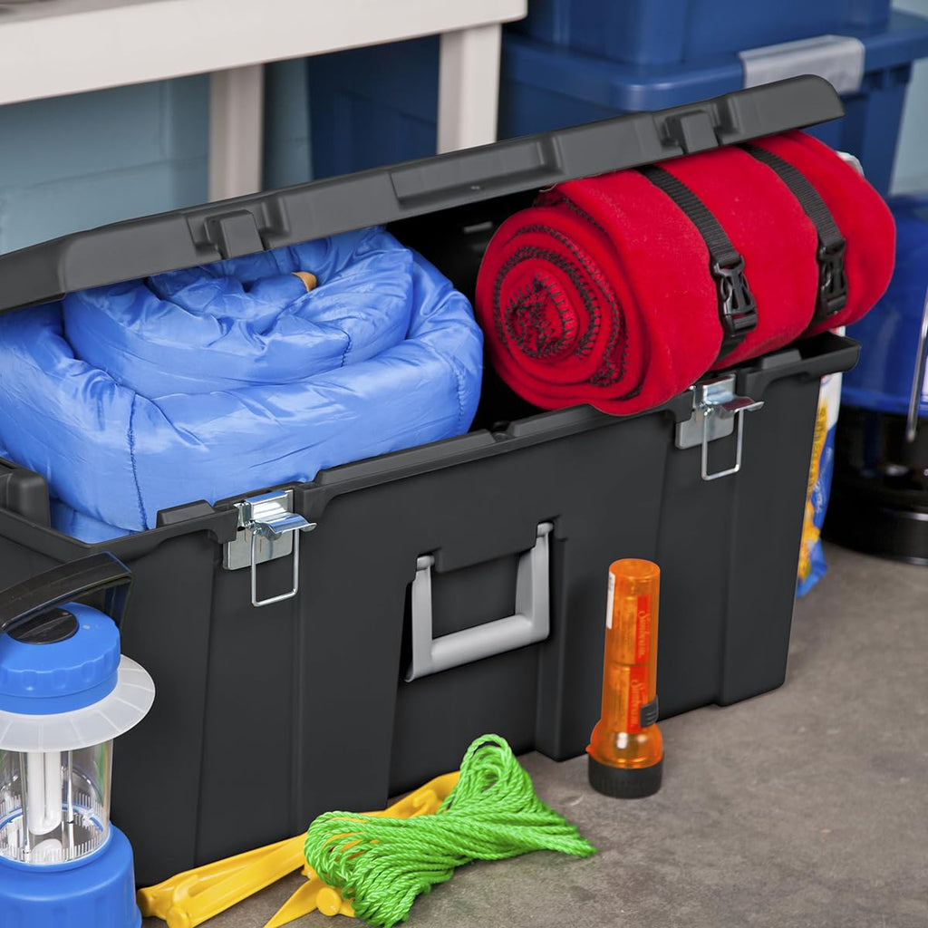 23 Gallon Lockable Storage Tote with Wheels Black A5057
