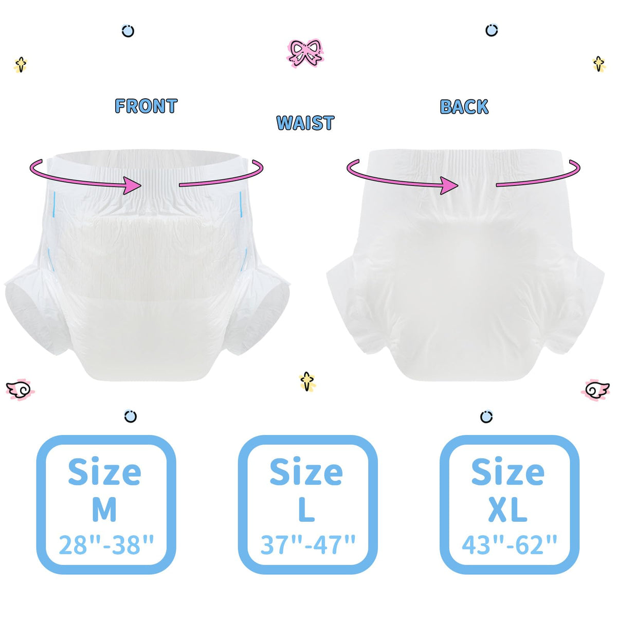 Diaper 10 Pieces Protective Underwear White 28"-38" X935689