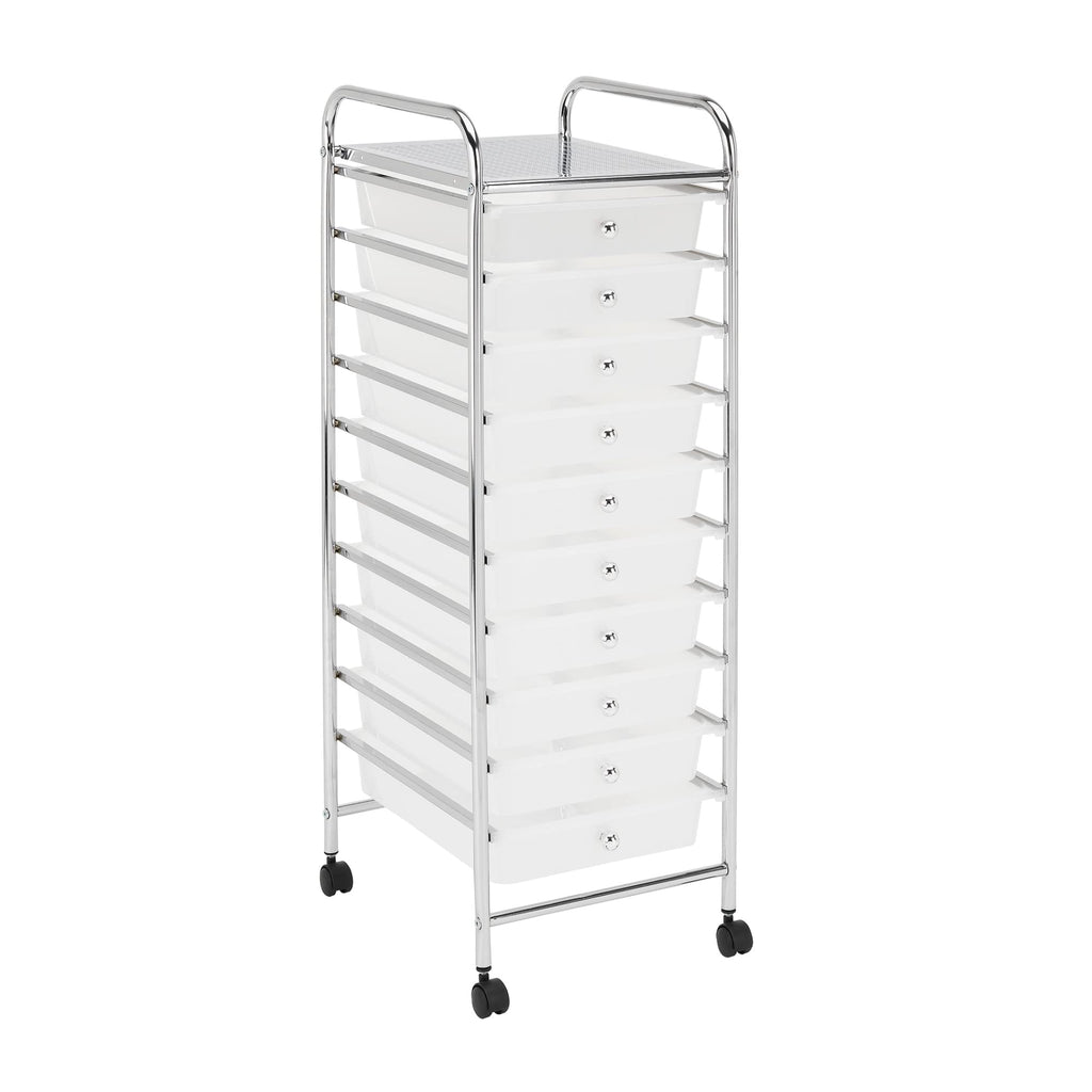 10 Drawer Mobile Cart White Chrome N7694