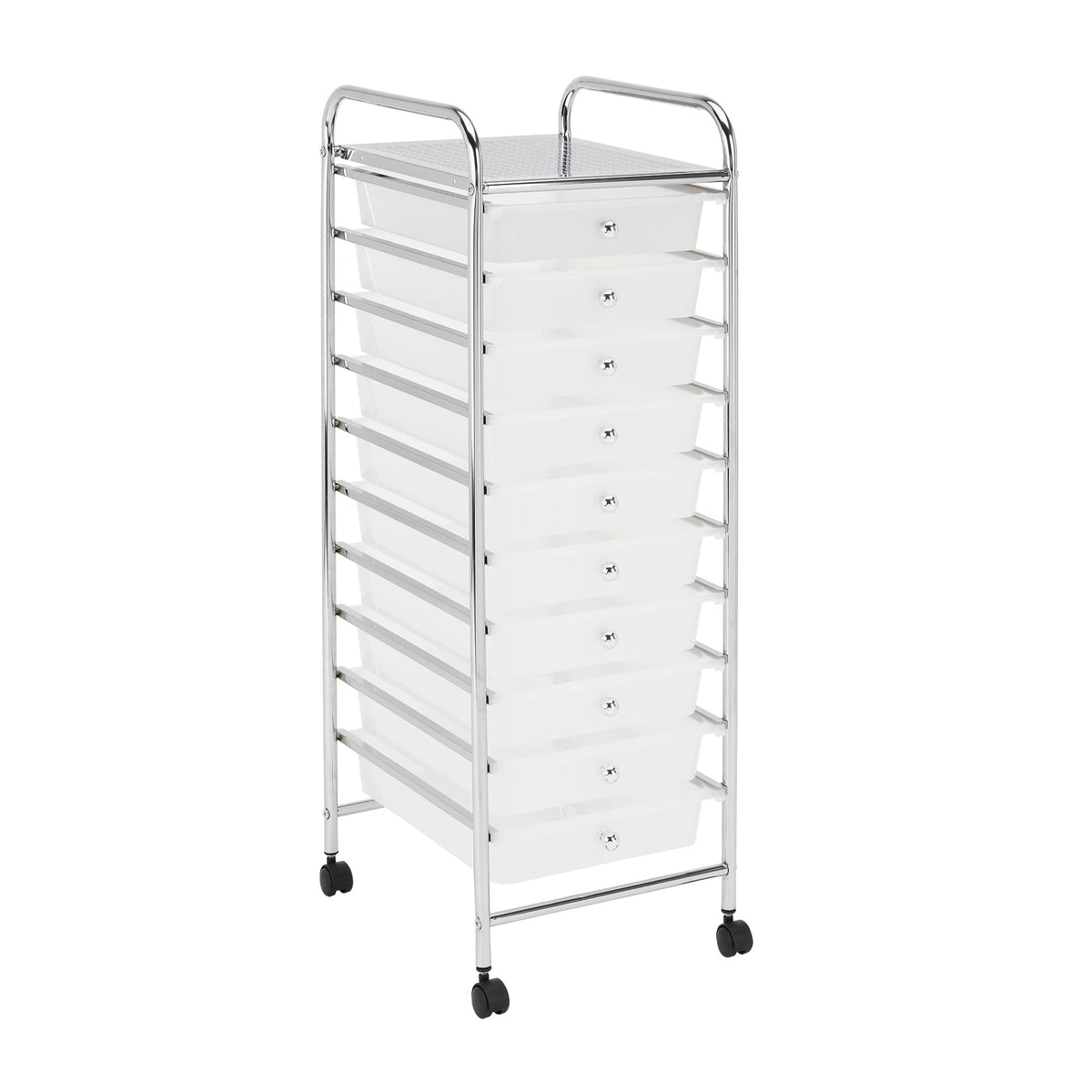 10 Drawer Mobile Cart White Chrome N7694