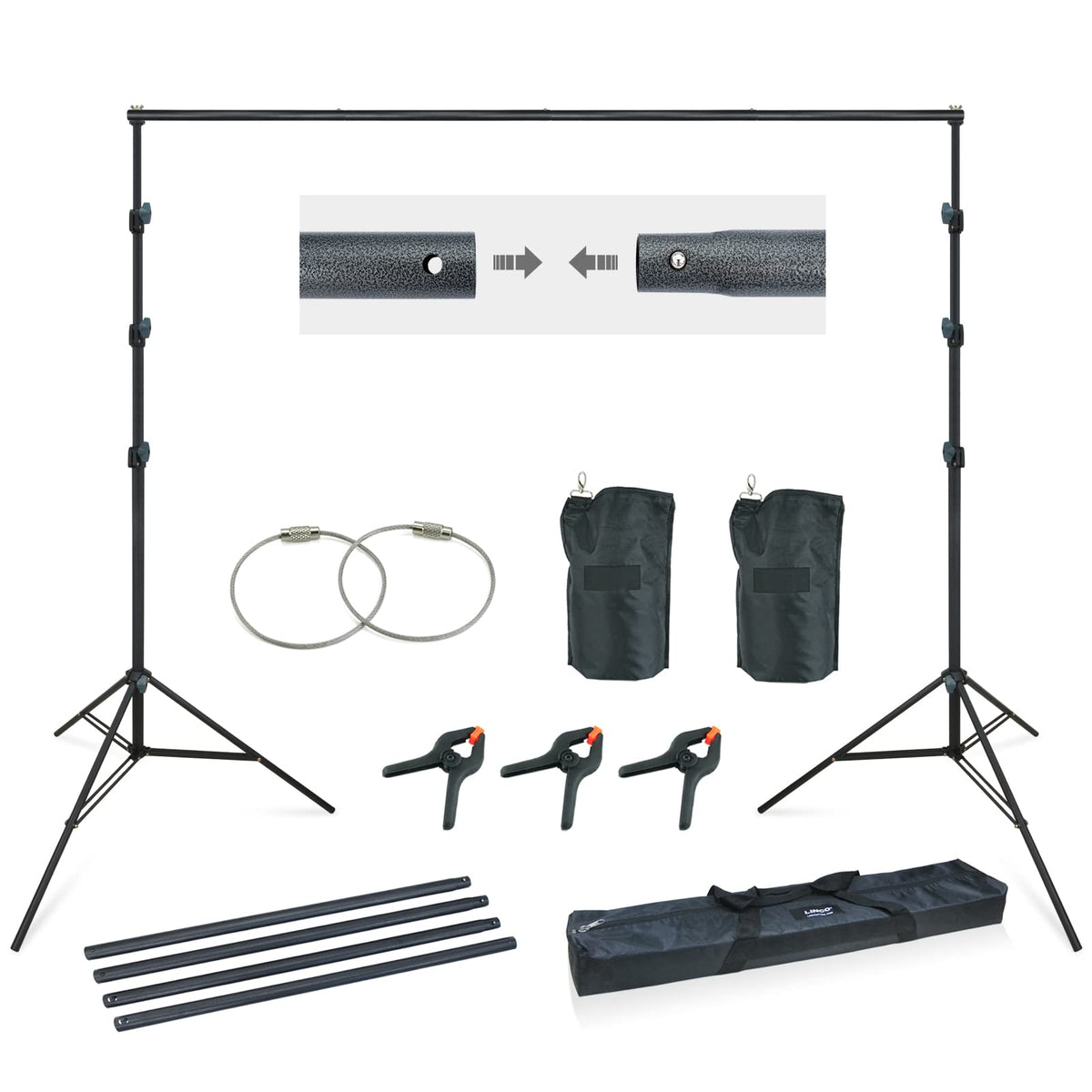10Ft Adjustable Background Stand Backdrop Support System Kit with Carry Bag S23670