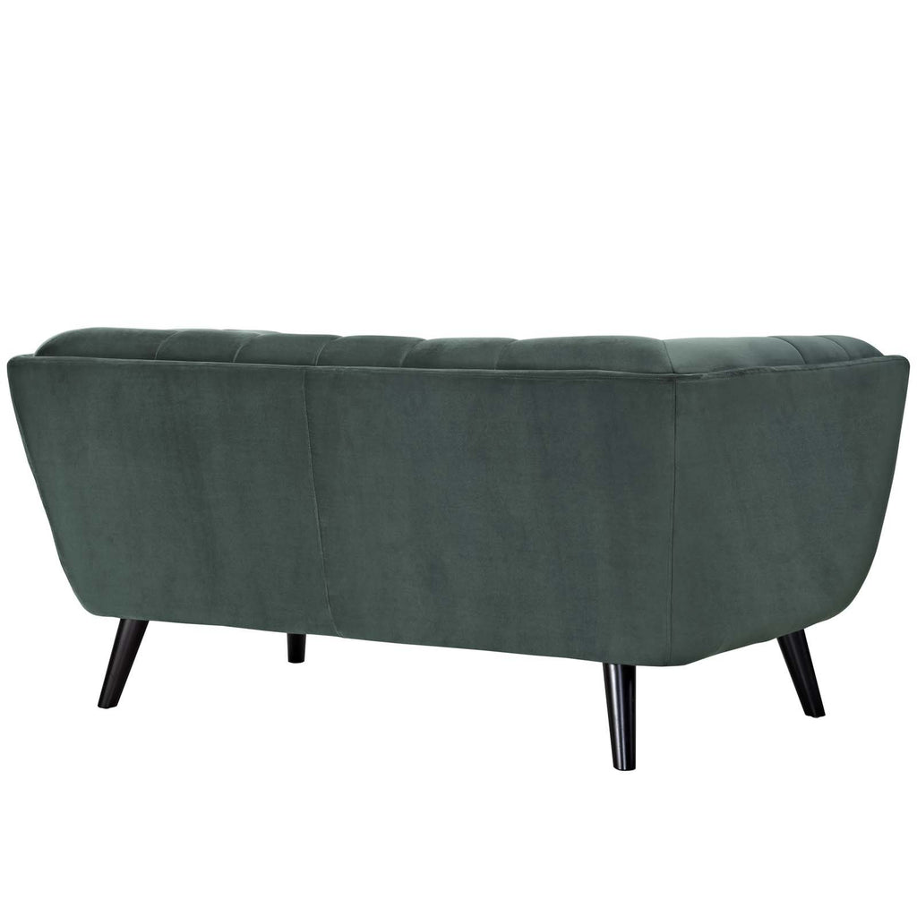 Green Velvet Button-Tufted Loveseat H6841