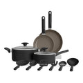 12 Piece Ceramic Nonstick Cookware Set Black I72722