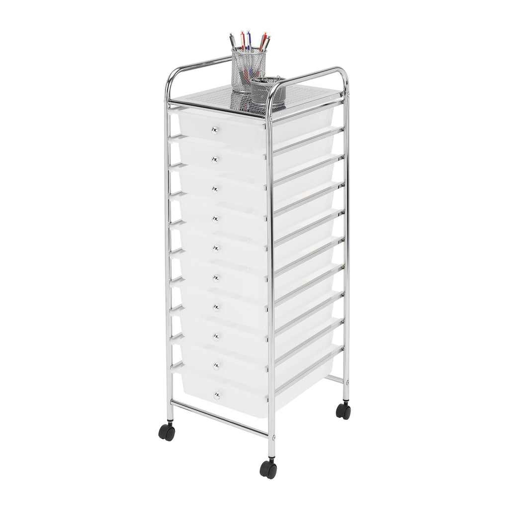 10 Drawer Mobile Cart White Chrome N7694