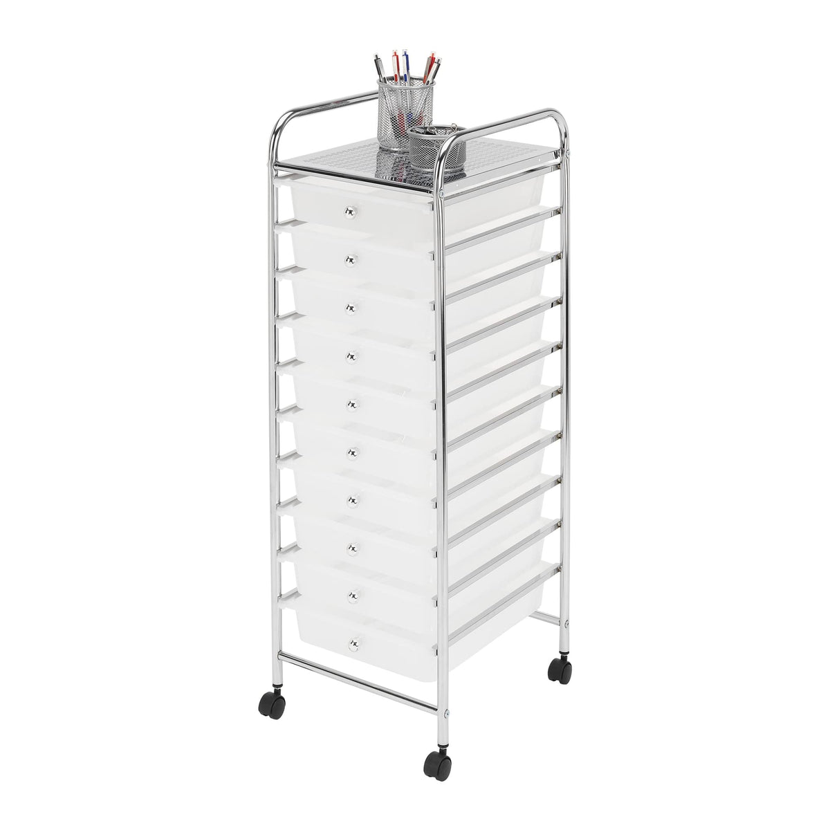 10 Drawer Mobile Cart White Chrome N7694