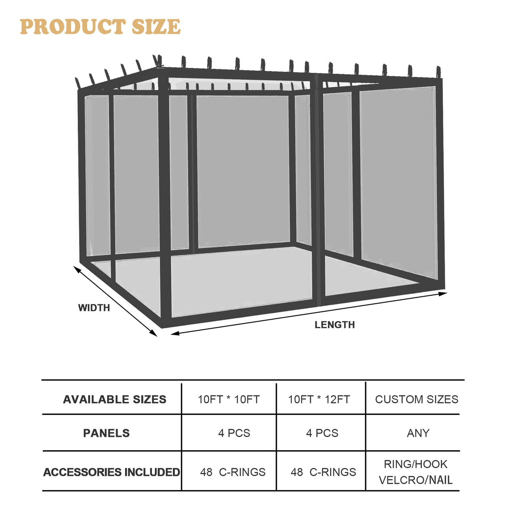 Black 10x10 FT Mosquito Netting Replacement H212462