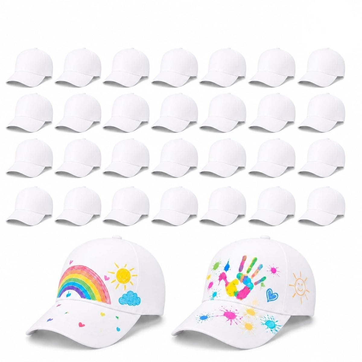 30 Pcs DIY Kids Baseball Caps Hats Z99084