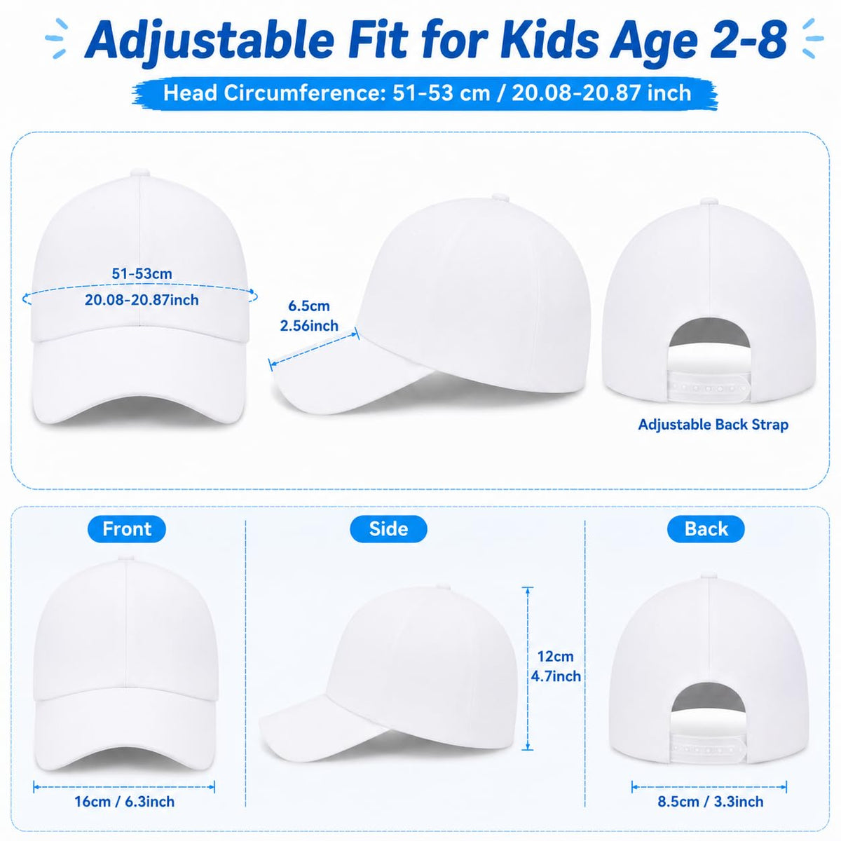30 Pcs DIY Kids Baseball Caps Hats Z99084