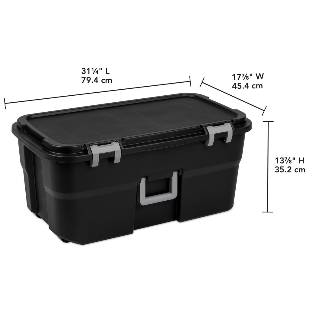 Black 22Gal Wheeled Lockable Storage Footlocker T664616