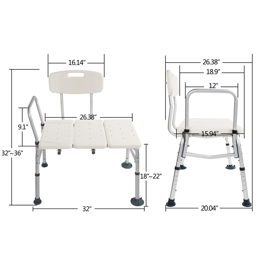 Shower Chair Bath Seat with Padded Armrests and Back D7269