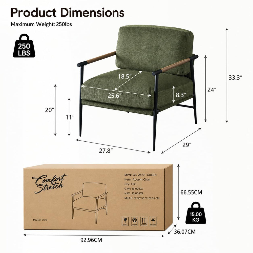Green Chenille Accent Chair Set of 2 O609