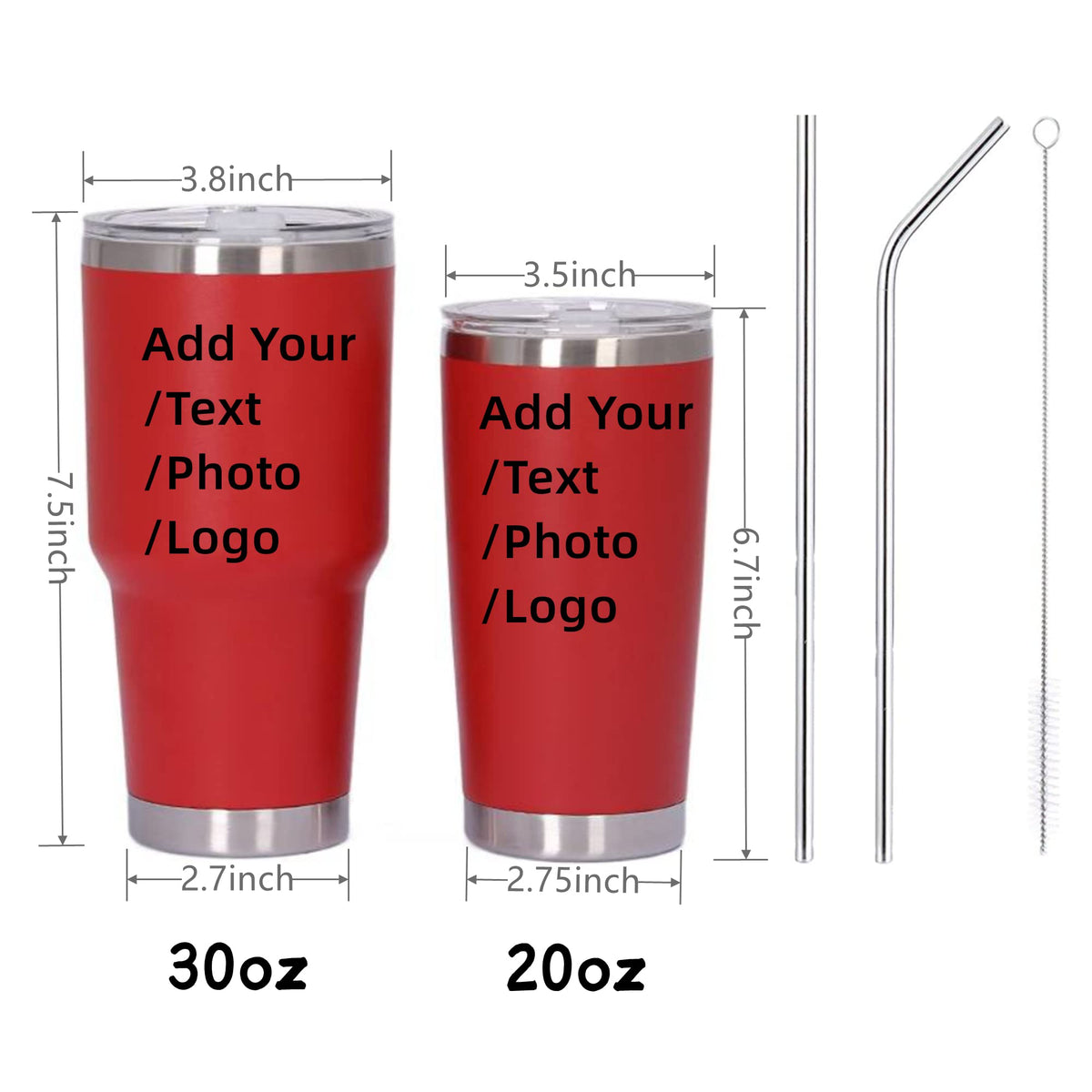 20oz/30oz Stainless Steel Tumbler with Lid & Straw K8105
