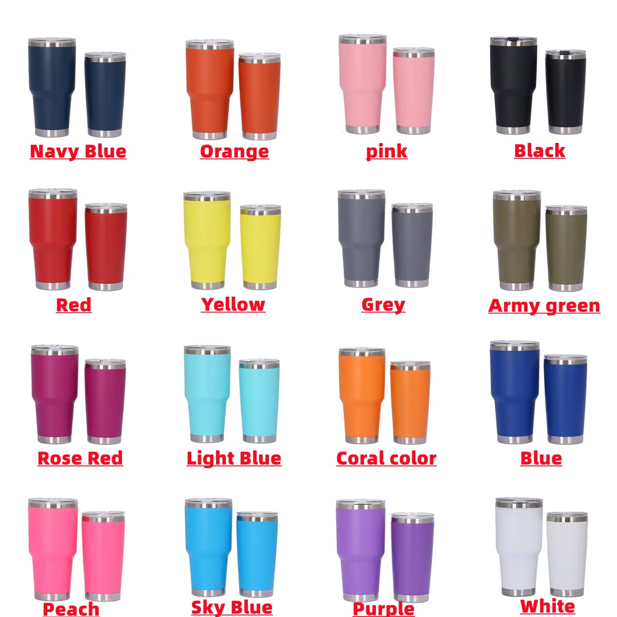 20oz/30oz Stainless Steel Tumbler with Lid & Straw K8105