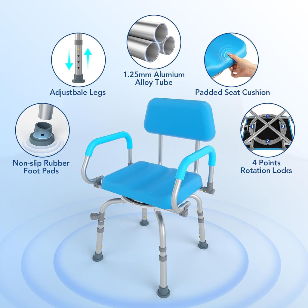 Swivel Shower Chair with Arms and Back J778939