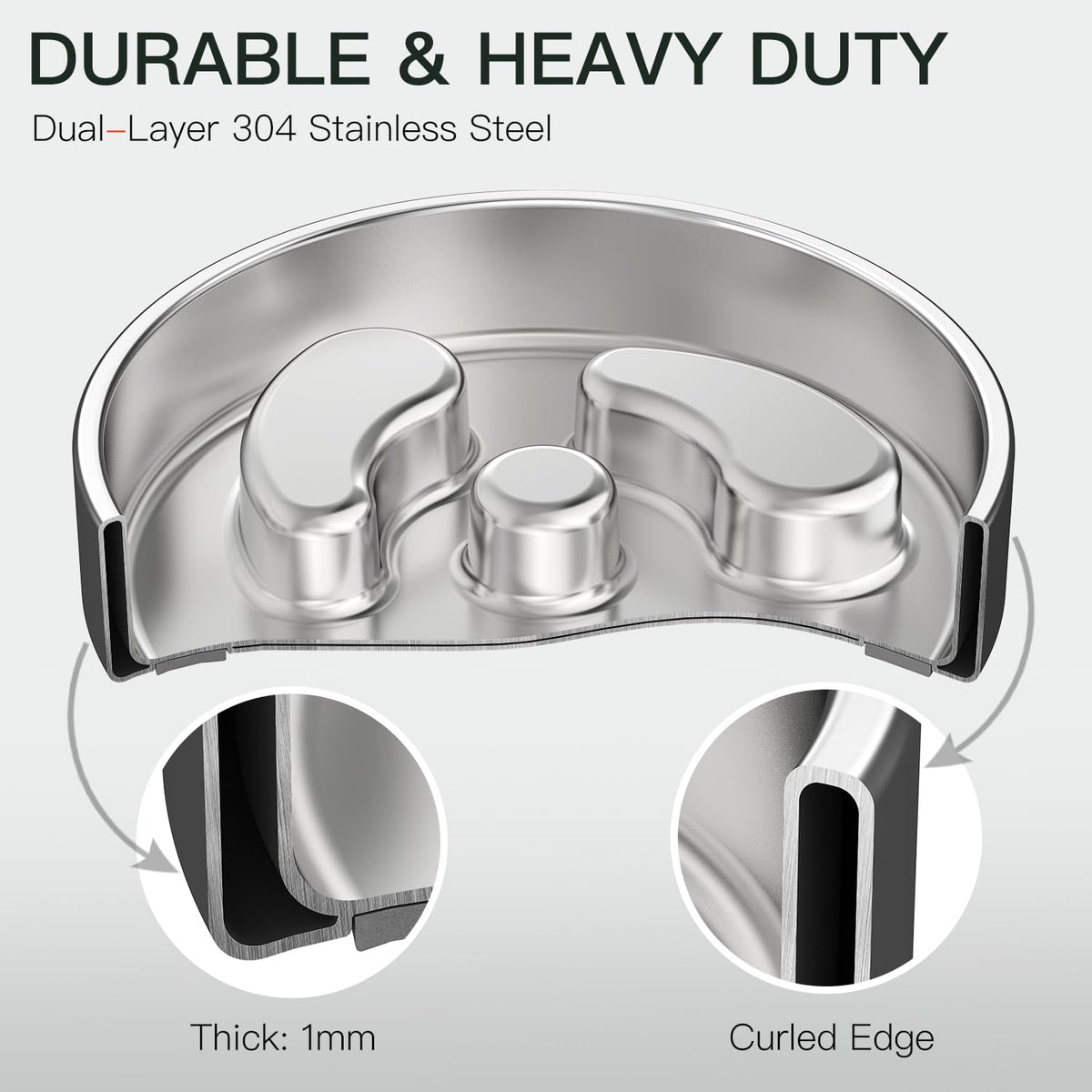 Slow Feeder Dog Bowl 304 Stainless Steel Non-Slip C27617