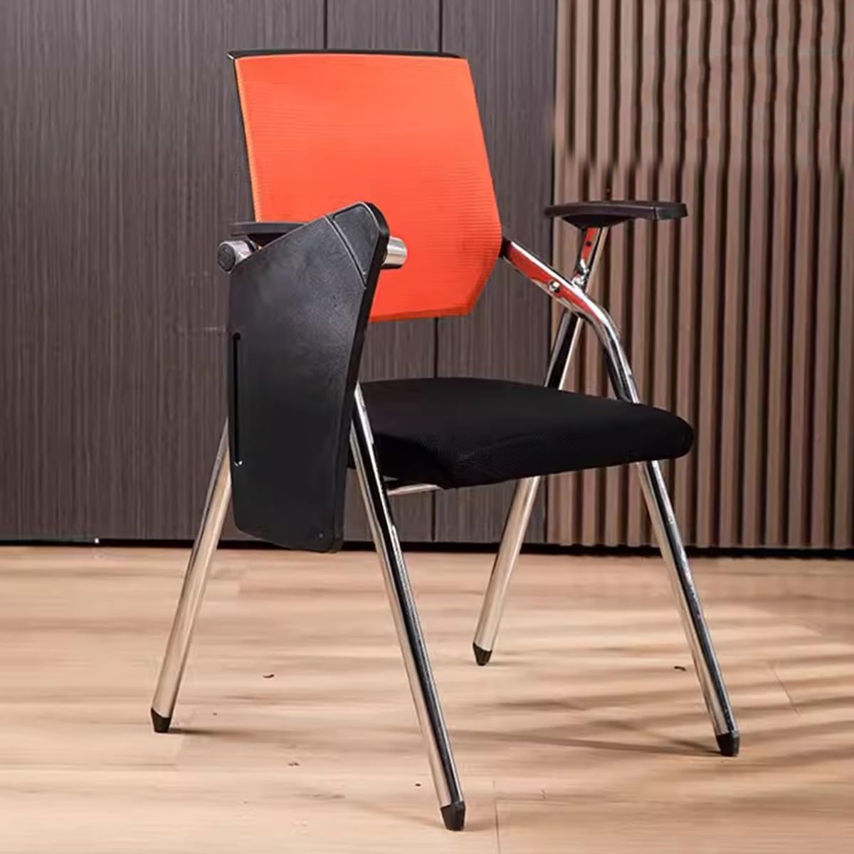 Orange Mesh Folding Stackable Chair with Writing Board T585616