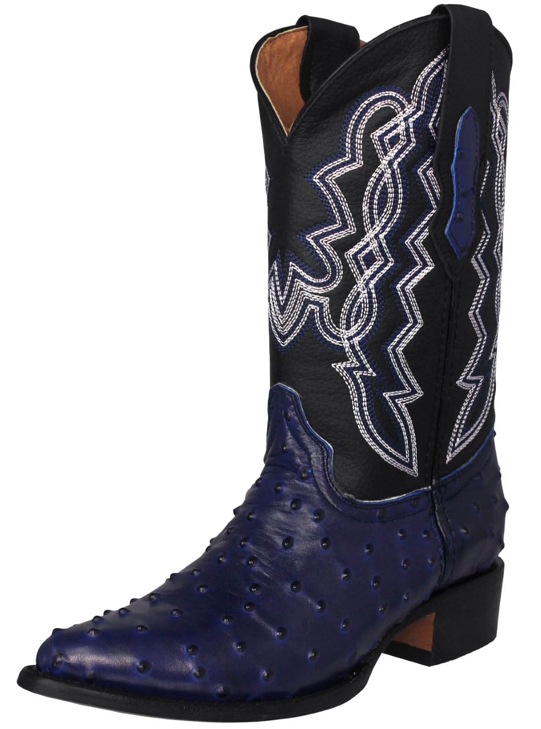 Blue Ostrich Quill Print Leather Western Cowboy Boots B151240
