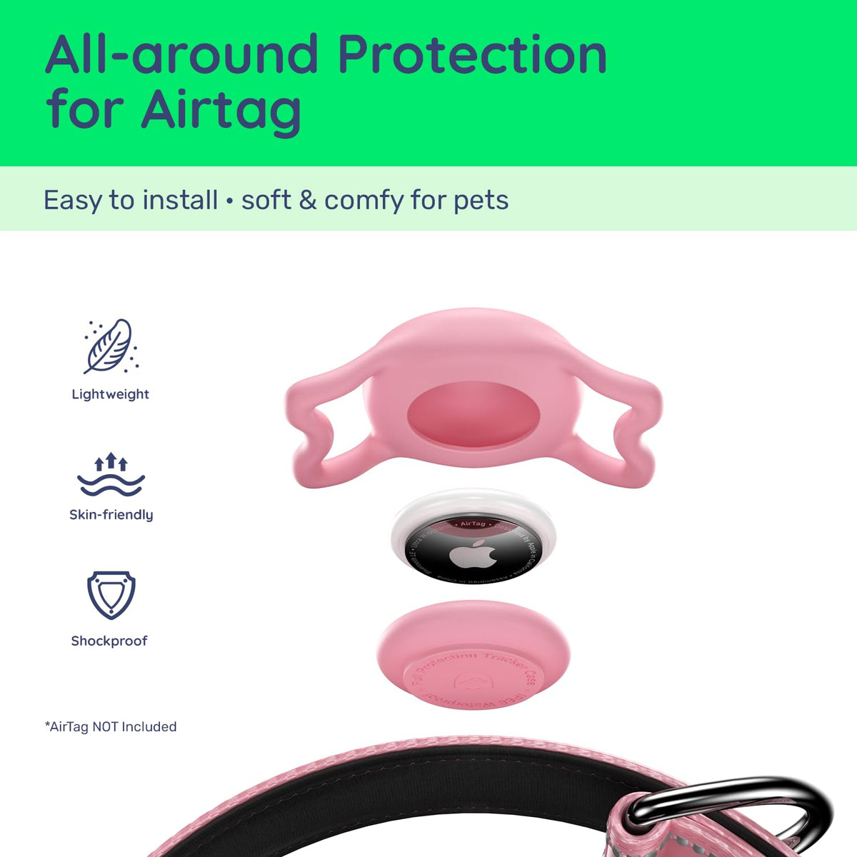 Pink IP68 Waterproof Dog Collar W513