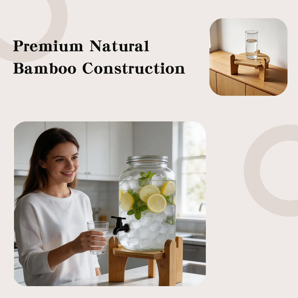 Beverage Dispenser with Bamboo Stand P24781