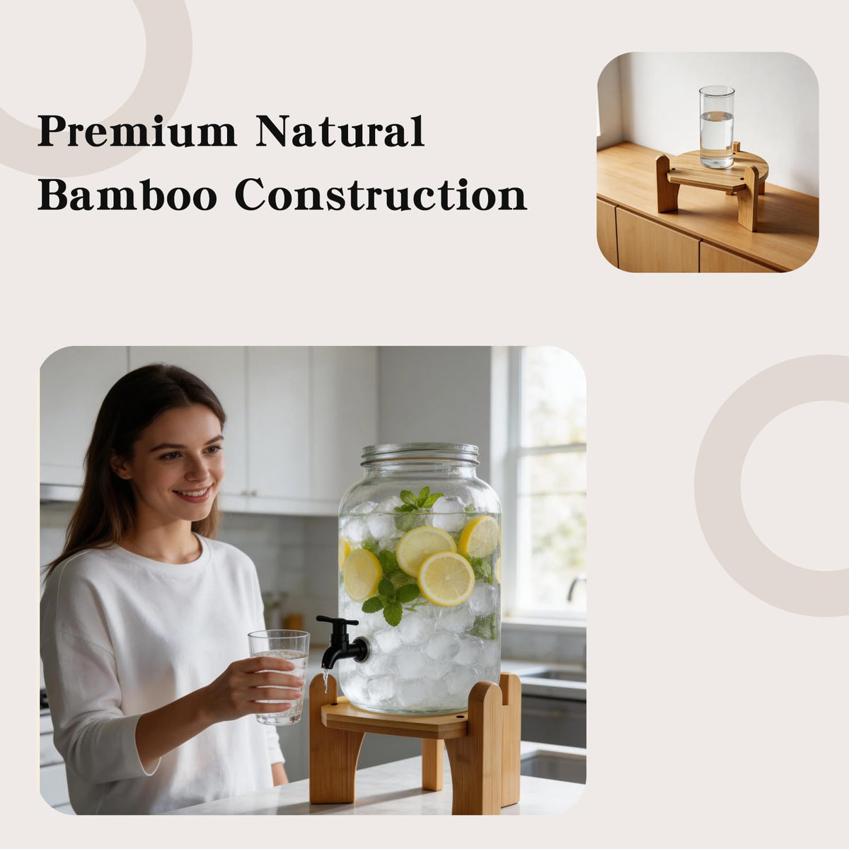 Beverage Dispenser with Bamboo Stand P24781