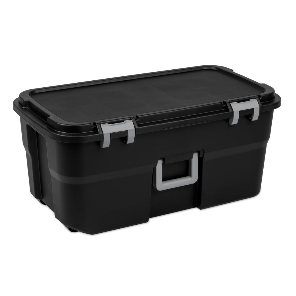 Black 22Gal Wheeled Lockable Storage Footlocker T664616
