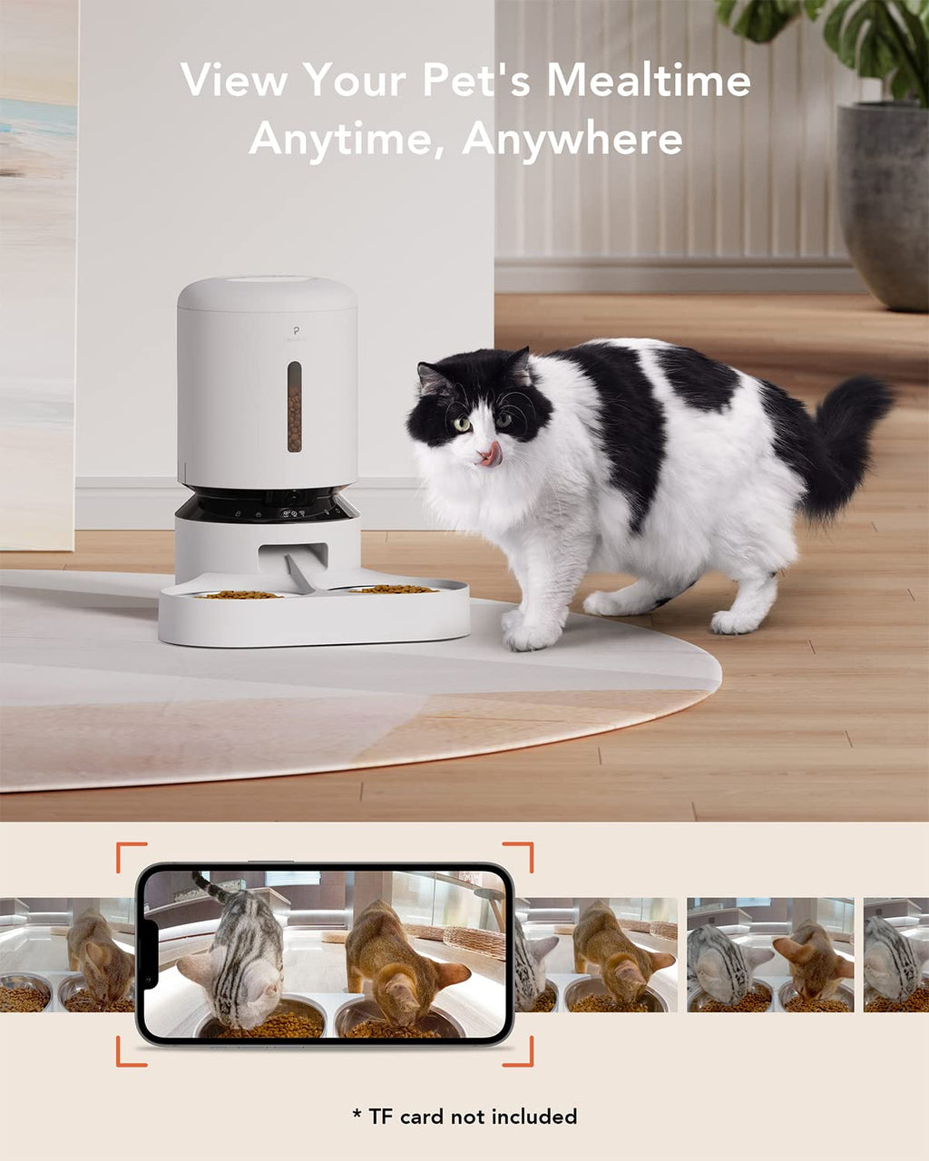 Automatic Cat Feeder with Camera 1080P HD Video 5G WiFi 2-Way Audio V85884
