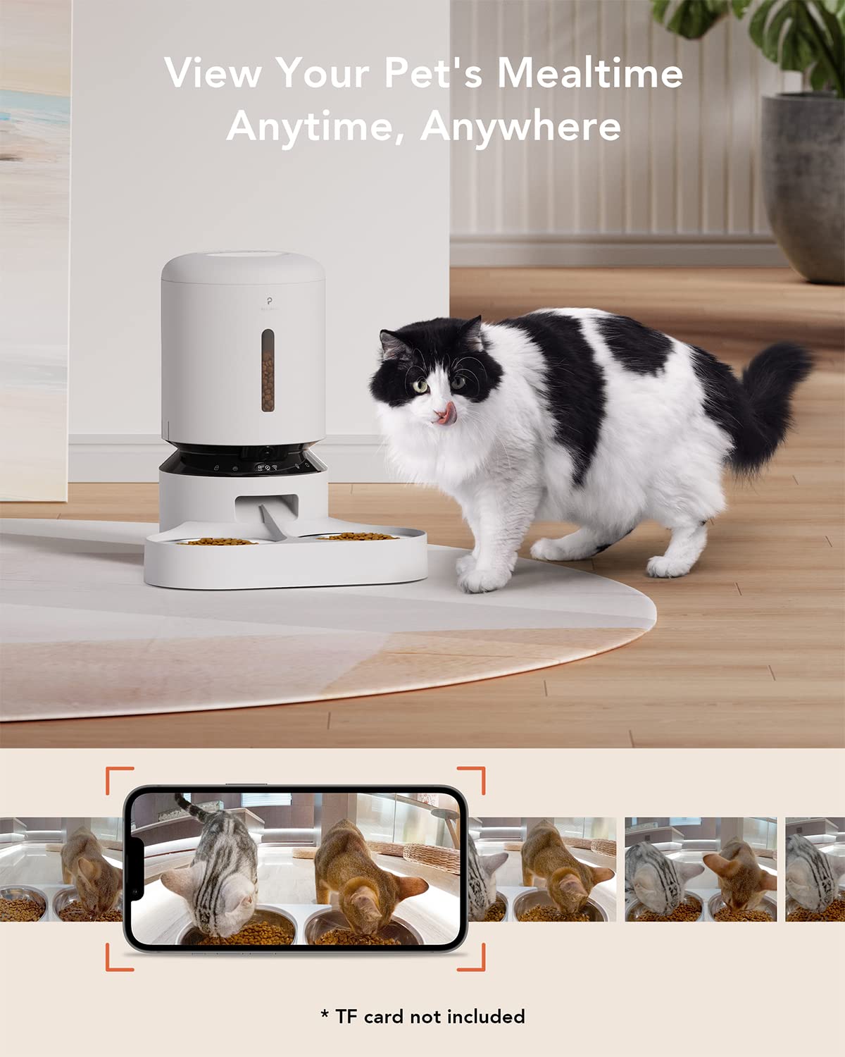 Automatic Cat Feeder with Camera 1080P HD Video 5G WiFi 2-Way Audio V85884