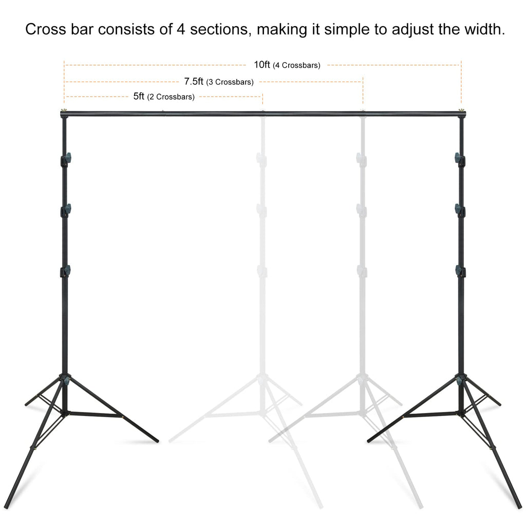 10Ft Adjustable Background Stand Backdrop Support System Kit with Carry Bag S23670