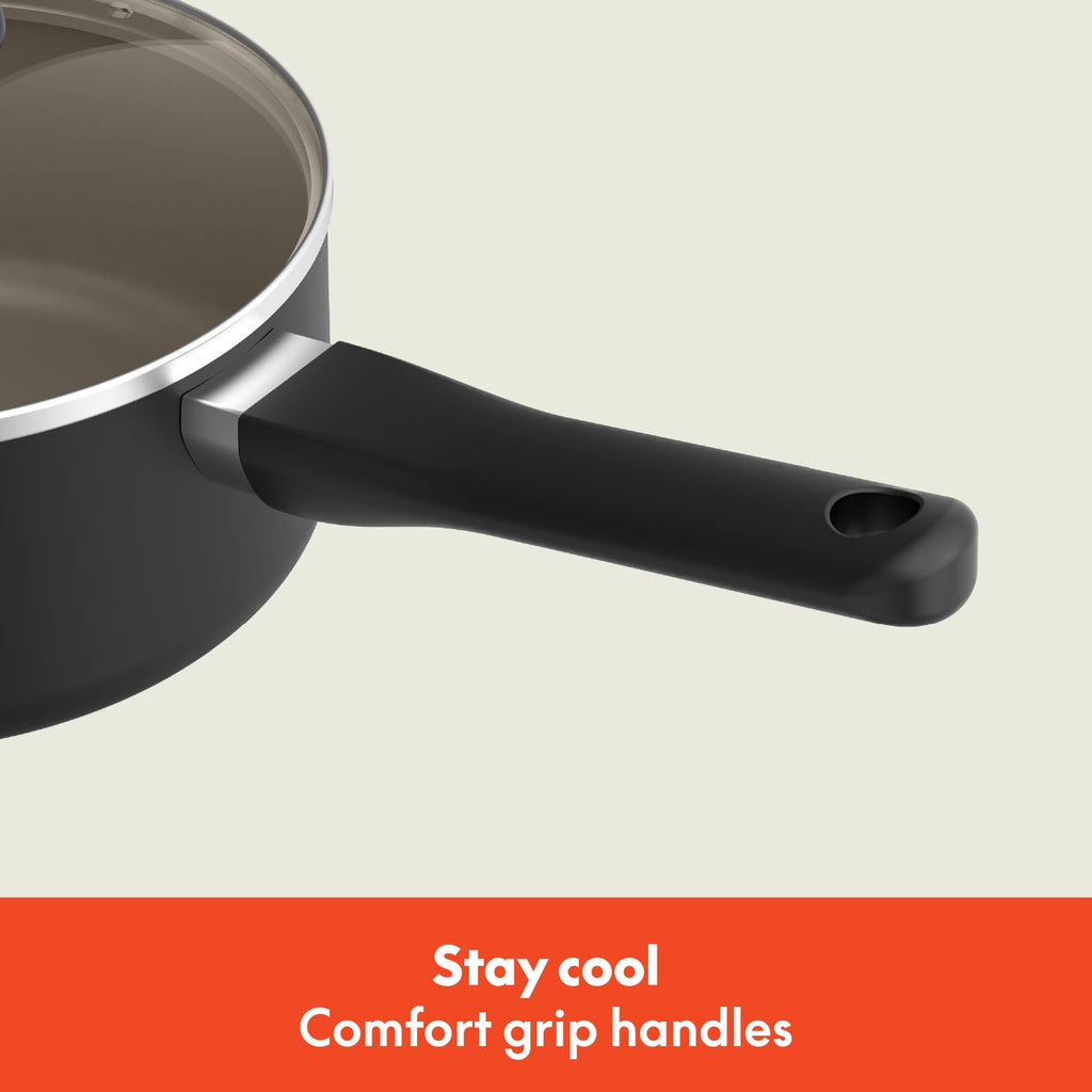 12 Piece Ceramic Nonstick Cookware Set Black I72722
