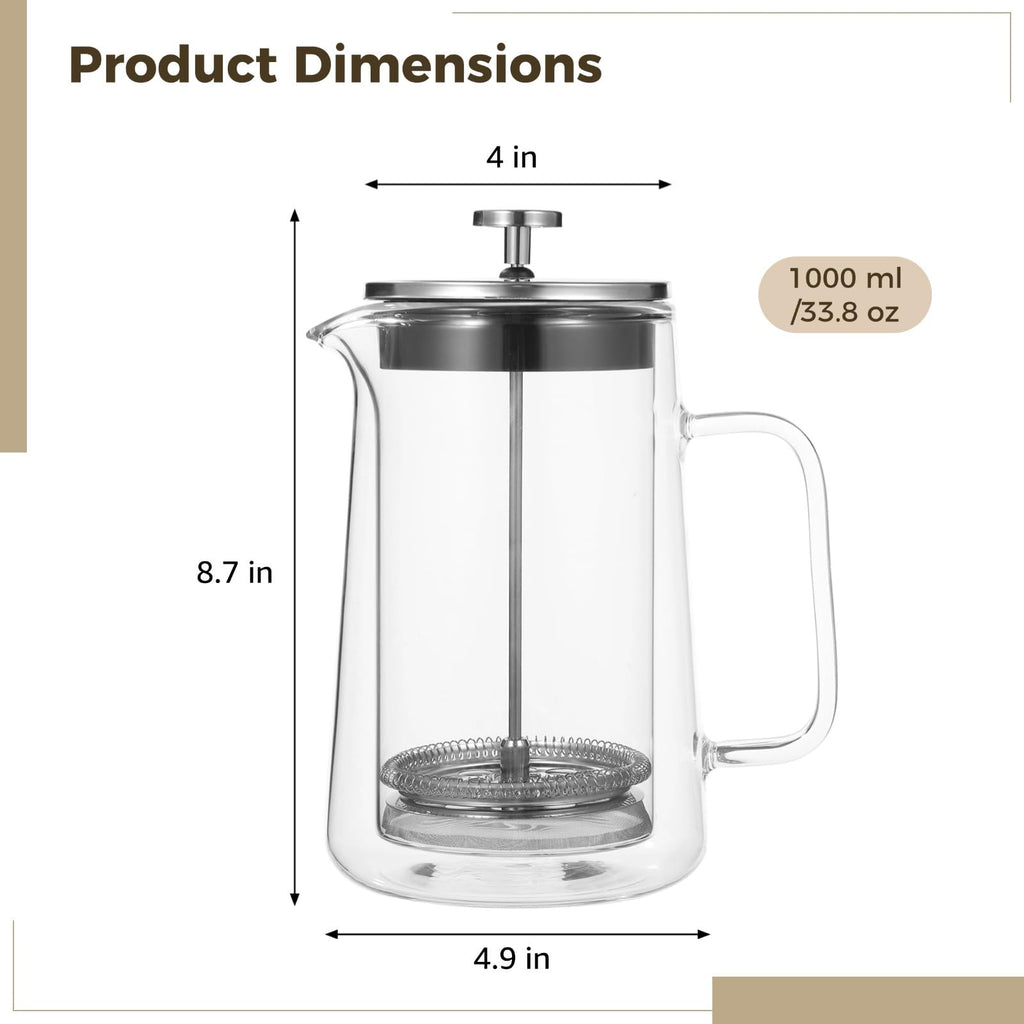 33.8 Oz Insulated Double Wall Tea Maker with Fine Mesh Filter F8519