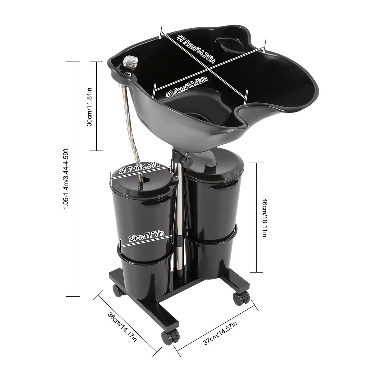 Portable Shampoo Sink with Electric Pump and Adjustable Height X554961