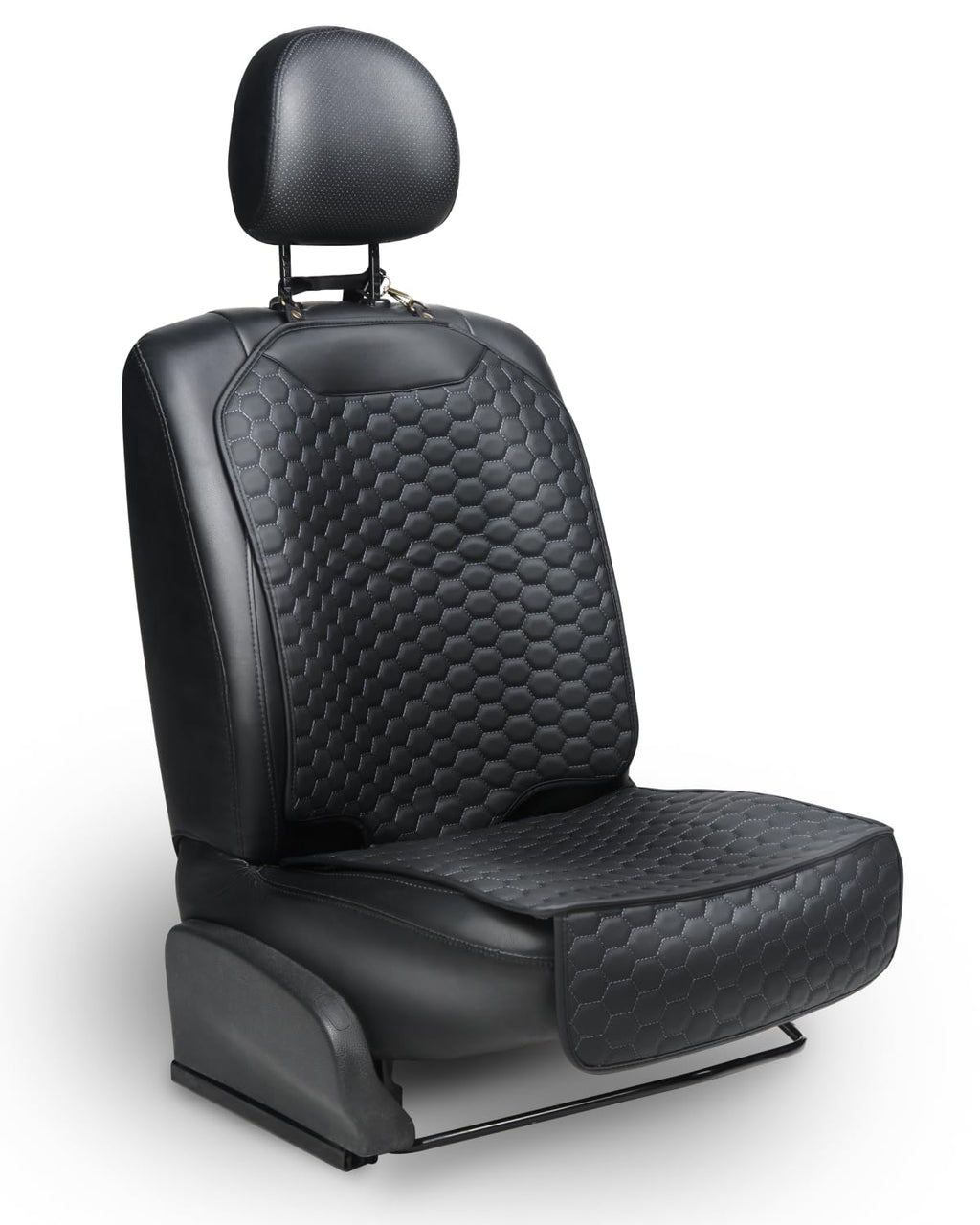 Black-Brown Backless Booster Seat with Latch, Leather Seat Protector & Kick Mat Set Y6300
