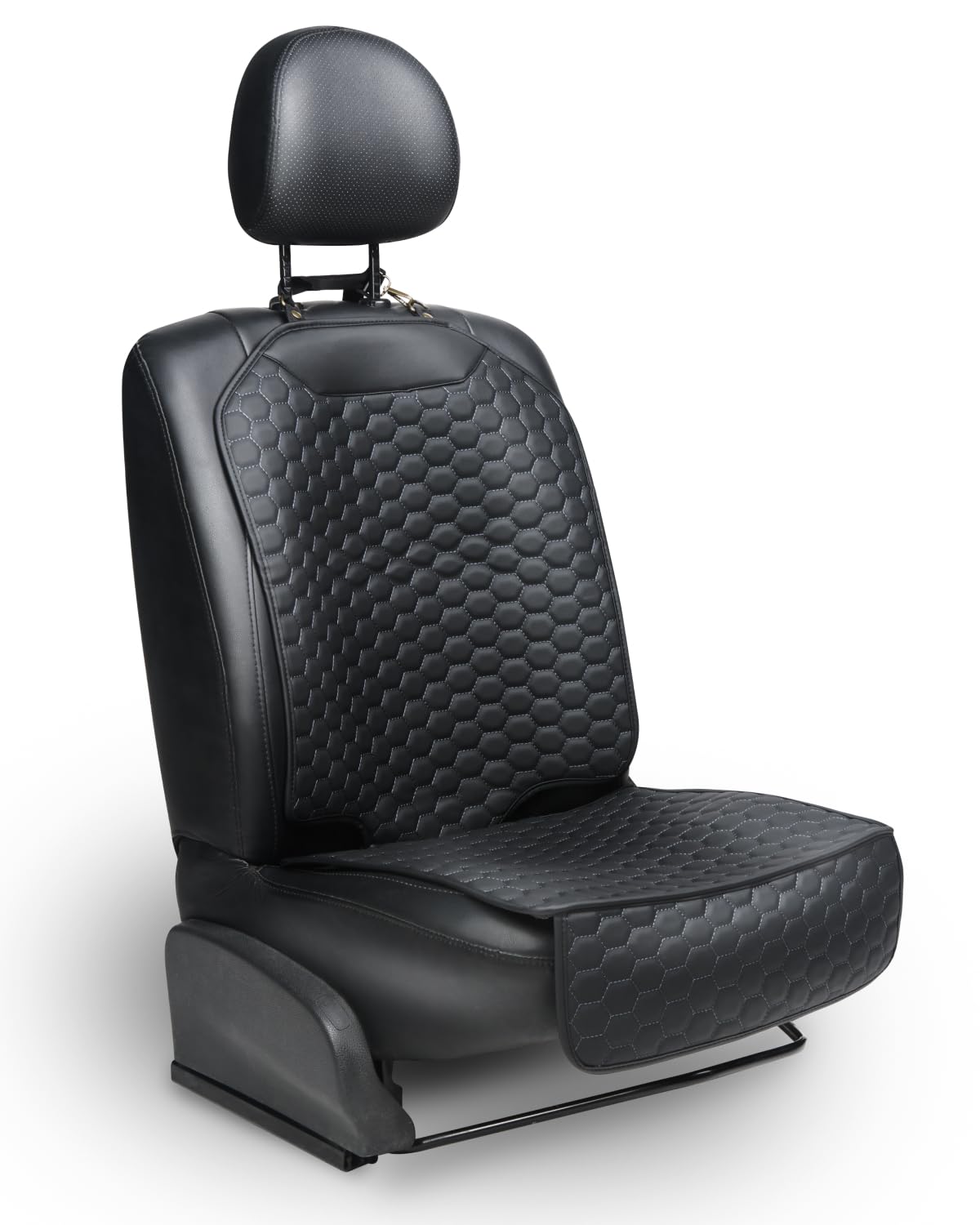 Black-Brown Backless Booster Seat with Latch, Leather Seat Protector & Kick Mat Set Y6300