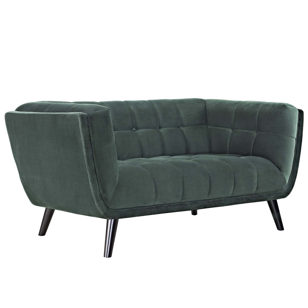 Green Velvet Button-Tufted Loveseat H6841