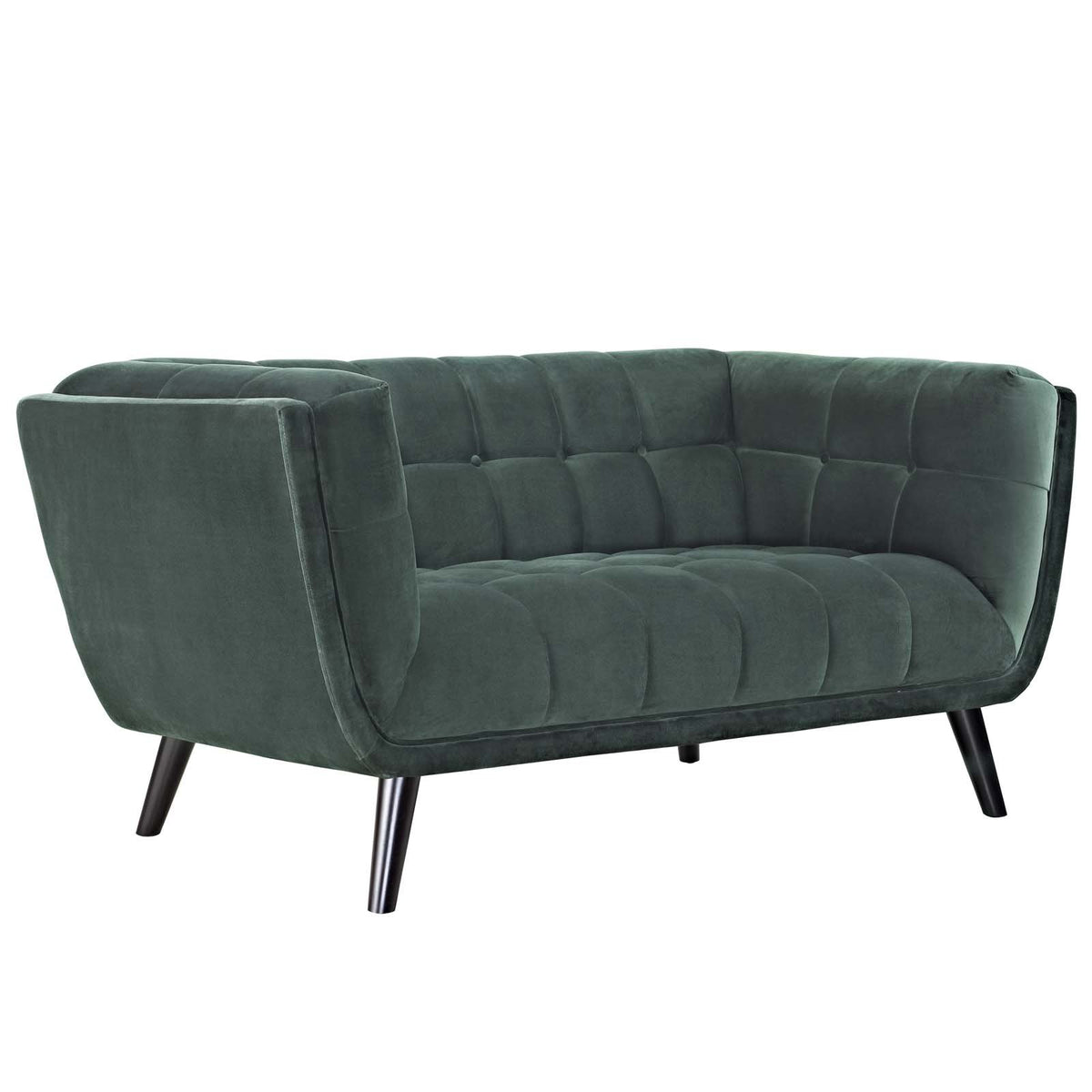 Green Velvet Button-Tufted Loveseat H6841