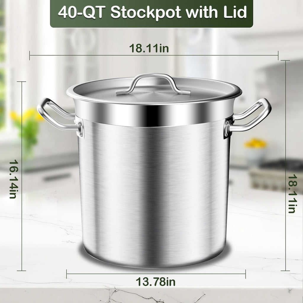 40 QT Stainless Steel Soup Pot with Lid B24764